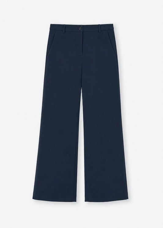 Rosso 35 Navy Wide Leg Bootcut Trousers