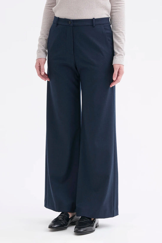 Rosso 35 Navy Wide Leg Bootcut Trousers