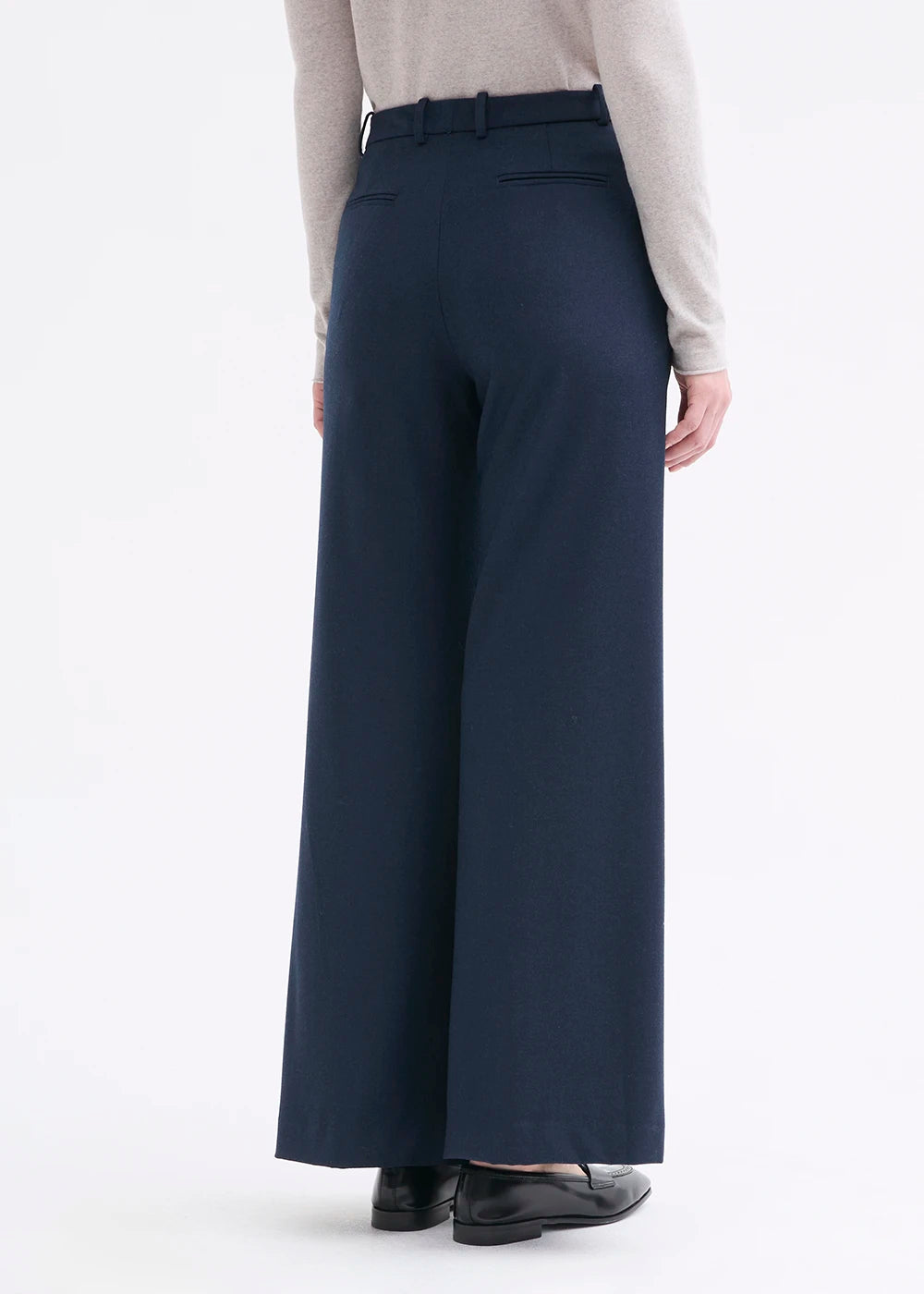 Rosso 35 Navy Wide Leg Bootcut Trousers