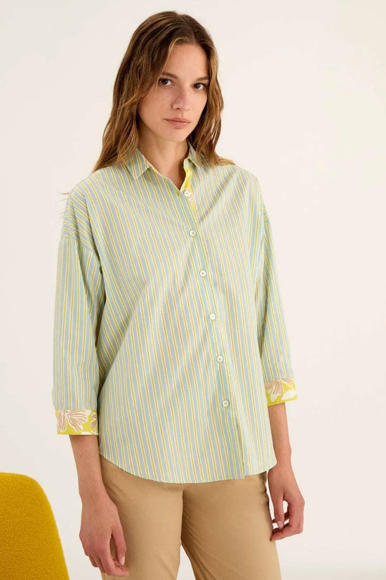 Rosso 35 stripe and floral print shirt S7020B