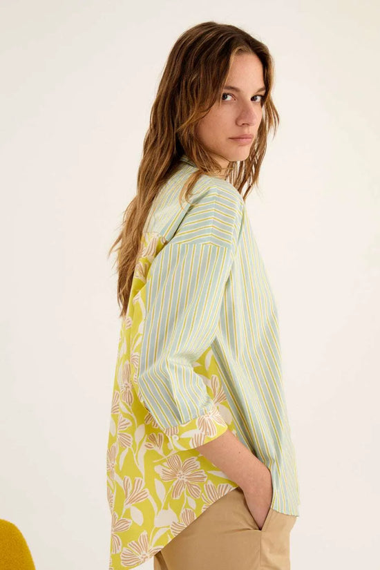 Rosso 35 stripe and floral print shirt S7020B