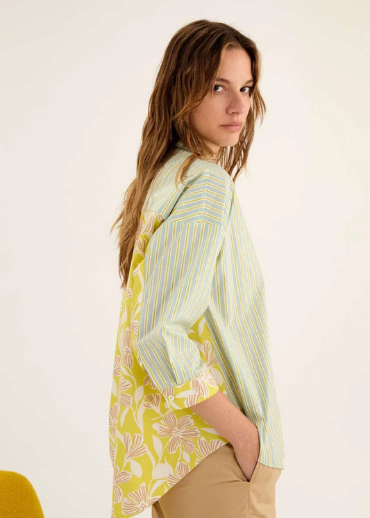 Rosso 35 stripe and floral print shirt S7020B