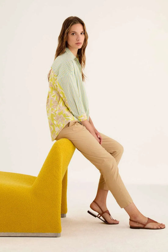 Rosso 35 stripe and floral print shirt S7020B