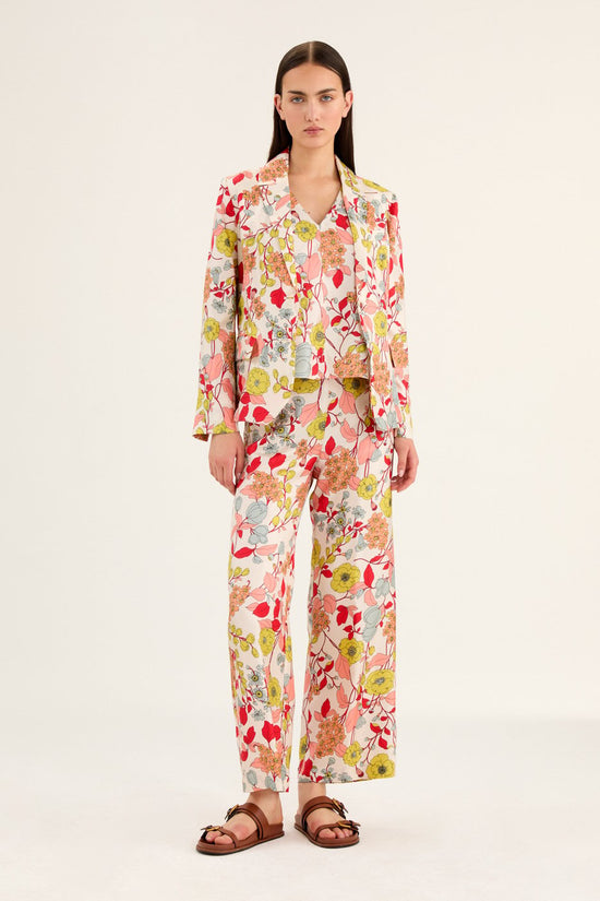 Rosso 35 silk floral print trousers S7092P
