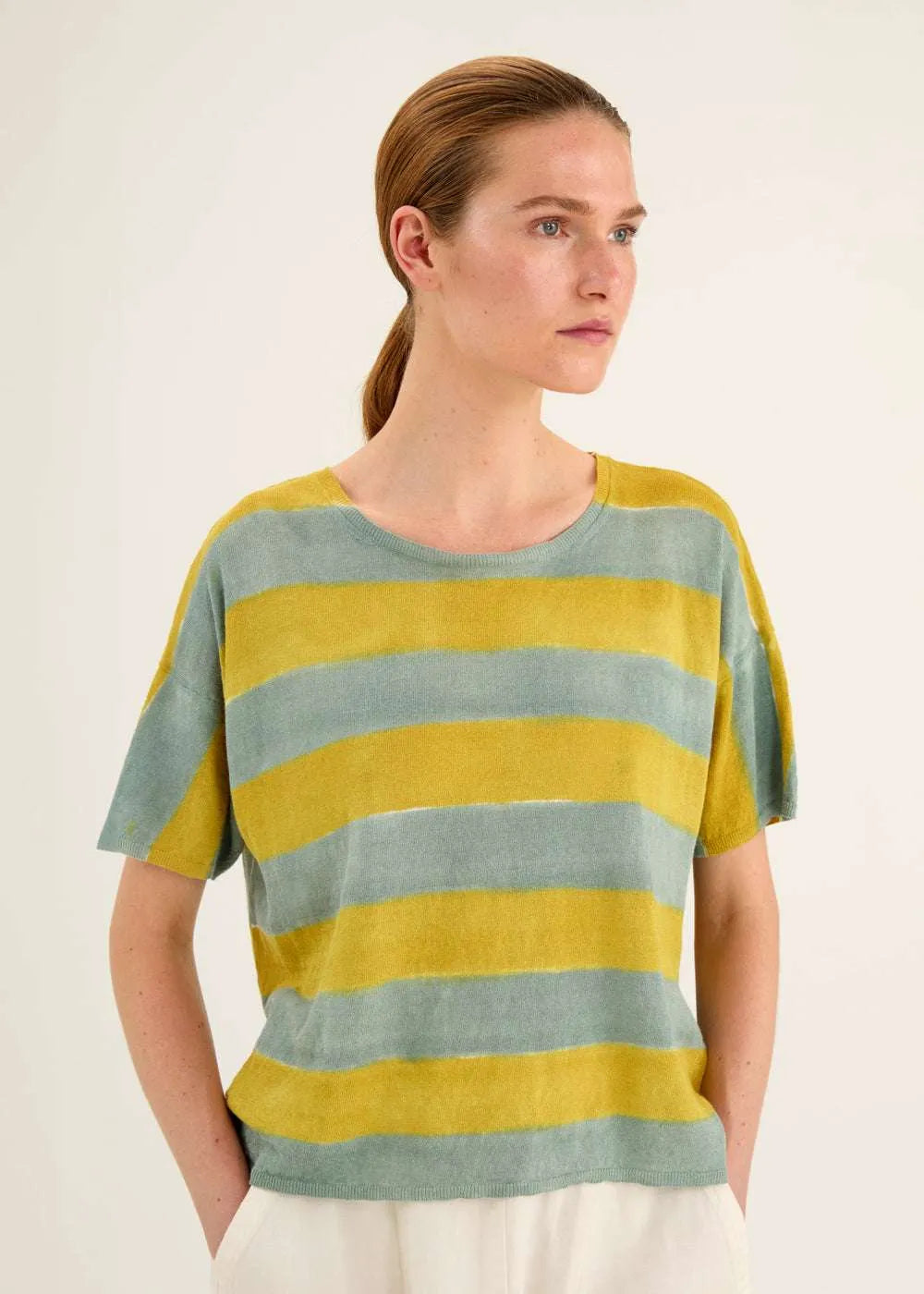 Rosso 35 fine knit stripe sweater S7105MG