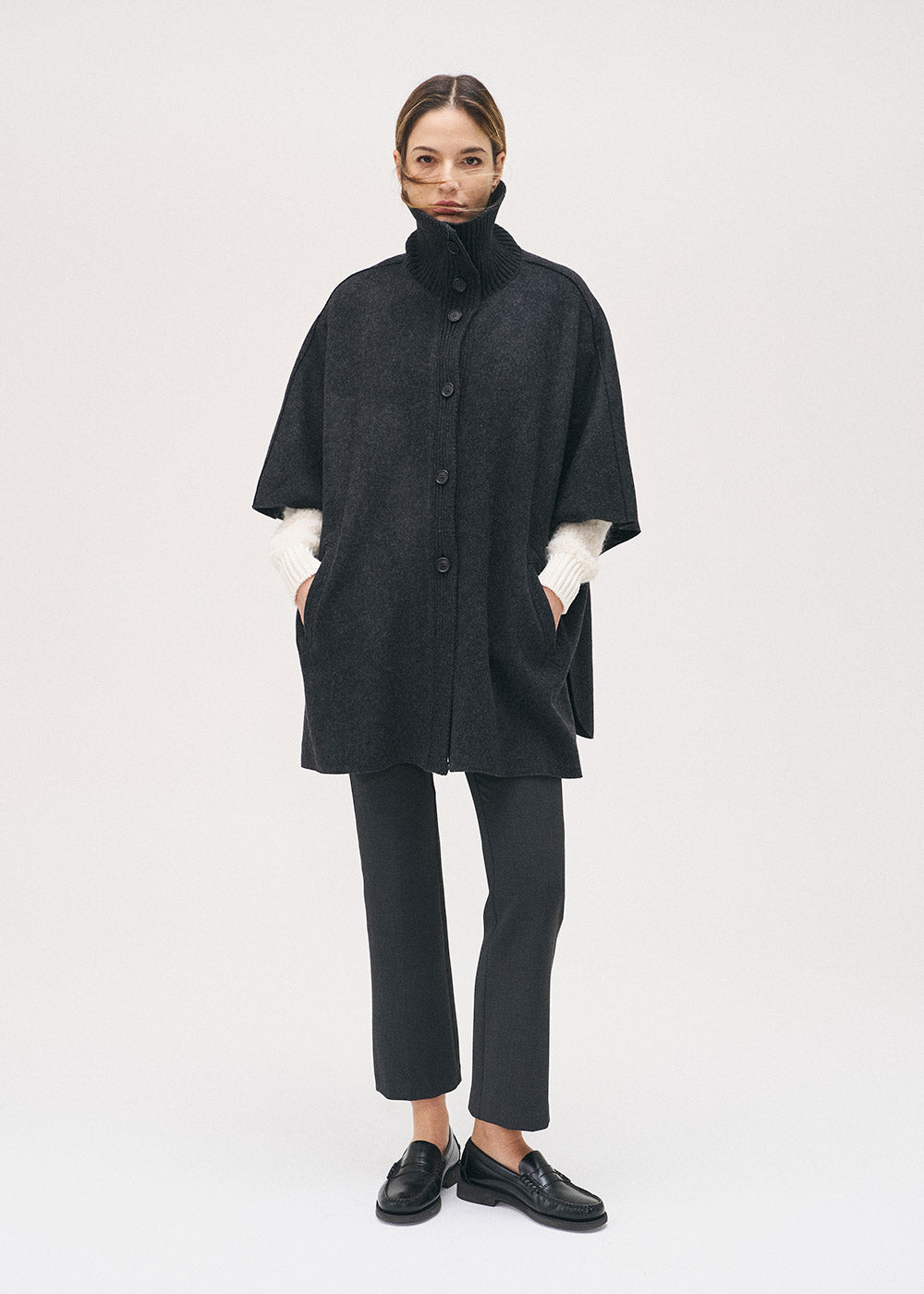 Rosso 35 boiled wool cape S7179a