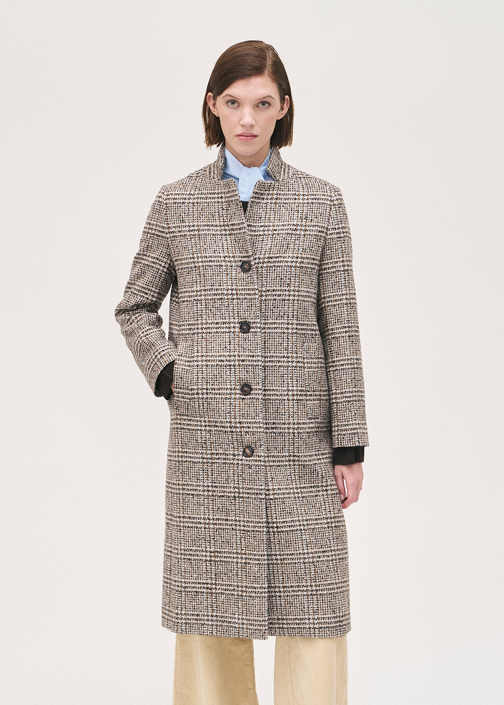 Rosso 35 long check coat S7184a