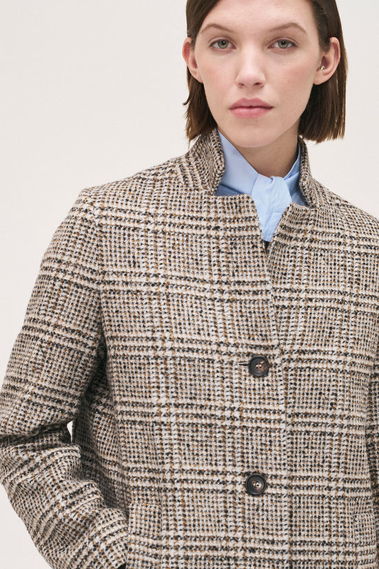 Rosso 35 long check coat S7184a