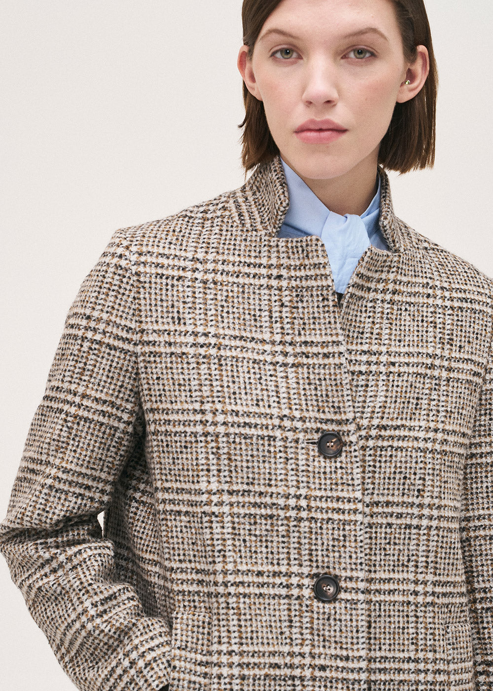 Rosso 35 long check coat S7184a