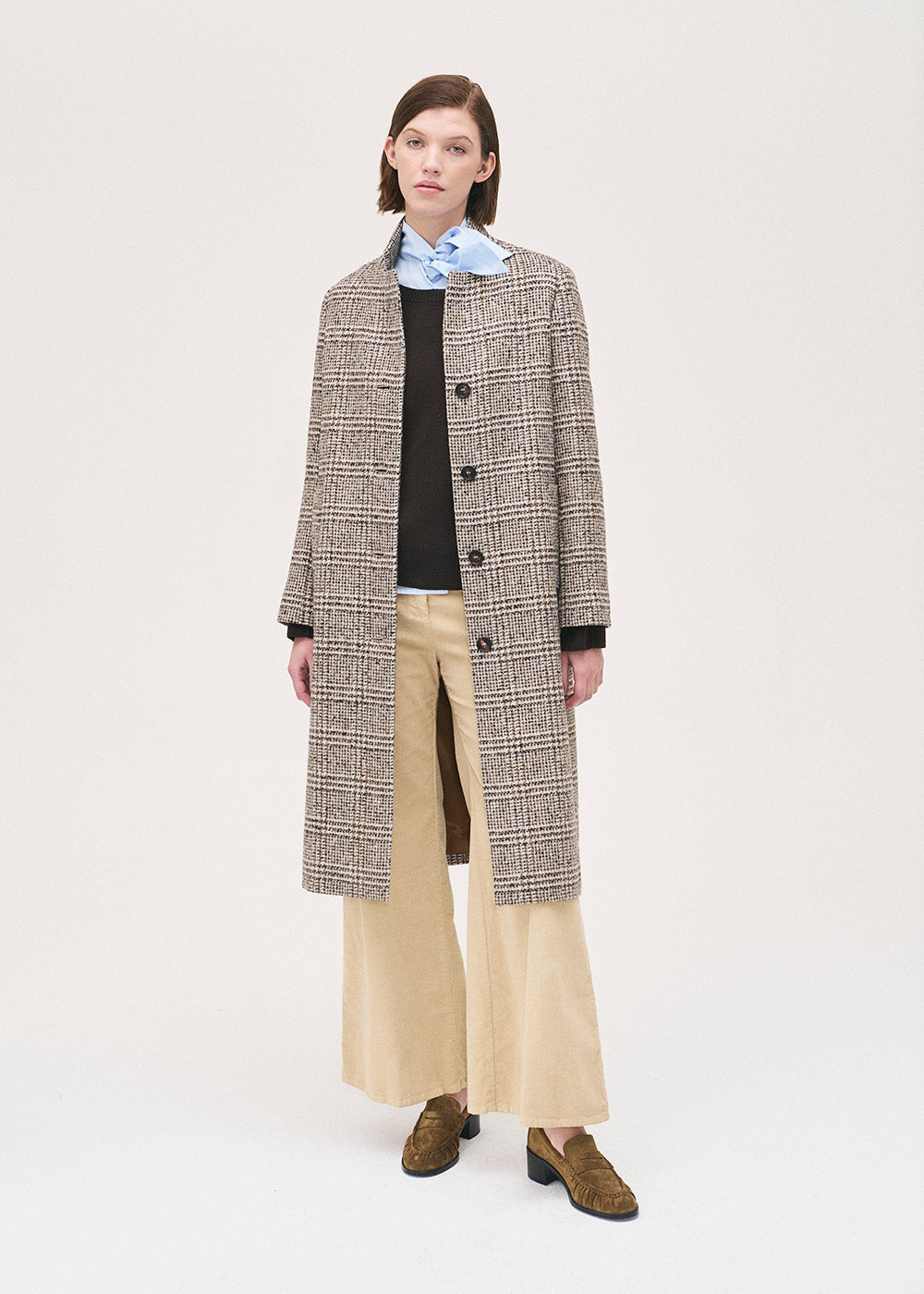 Rosso 35 long check coat S7184a