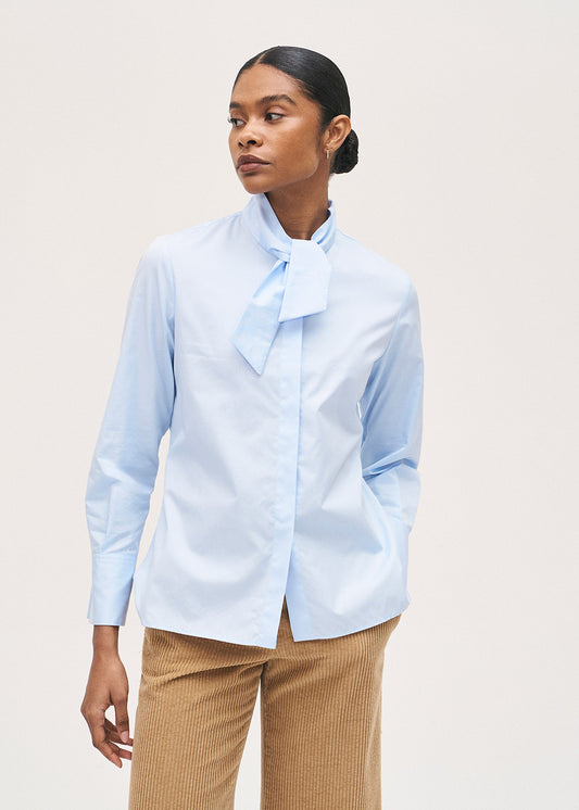 Rosso 35 knotted tie shirt S7232b-LIGHT BLUE