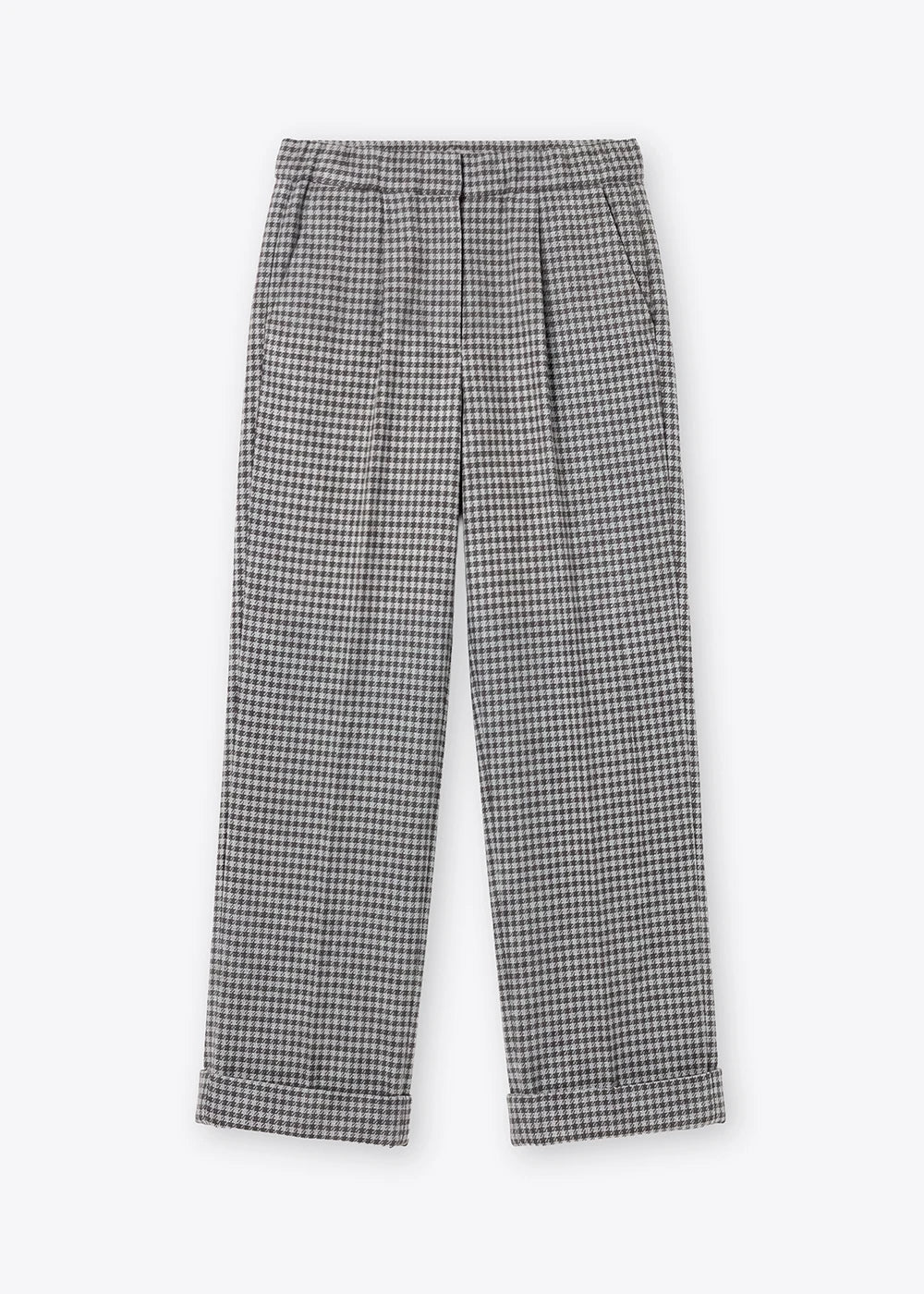 Rosso 35 Taupe Wool-Blend Trousers with a Turn-Up Hem