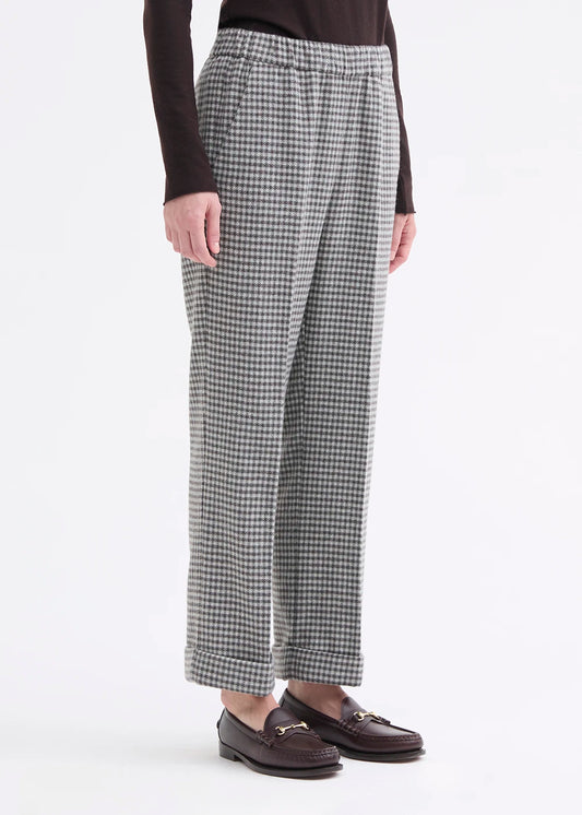 Rosso 35 Taupe Wool-Blend Trousers with a Turn-Up Hem