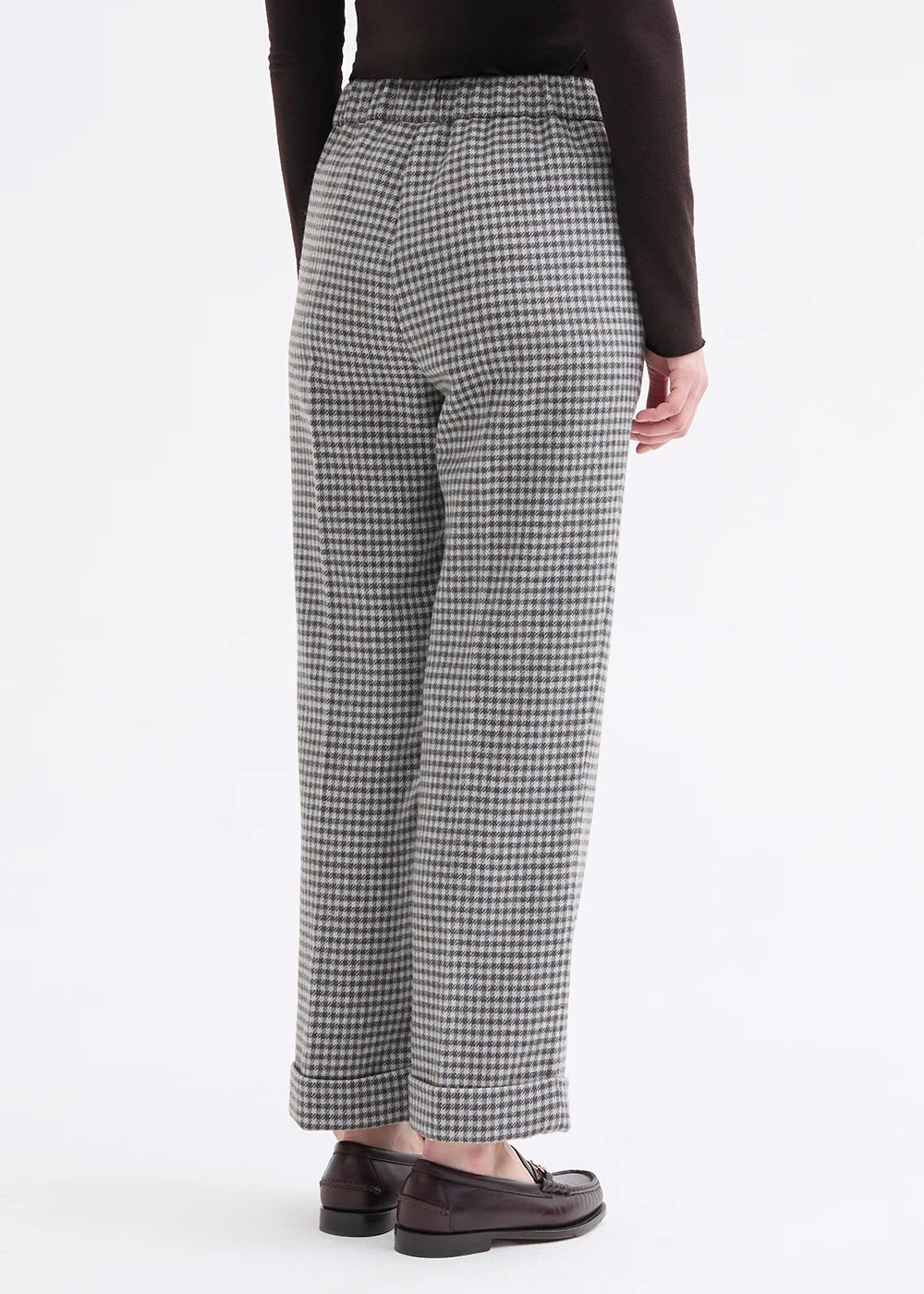 Rosso 35 Taupe Wool-Blend Trousers with a Turn-Up Hem
