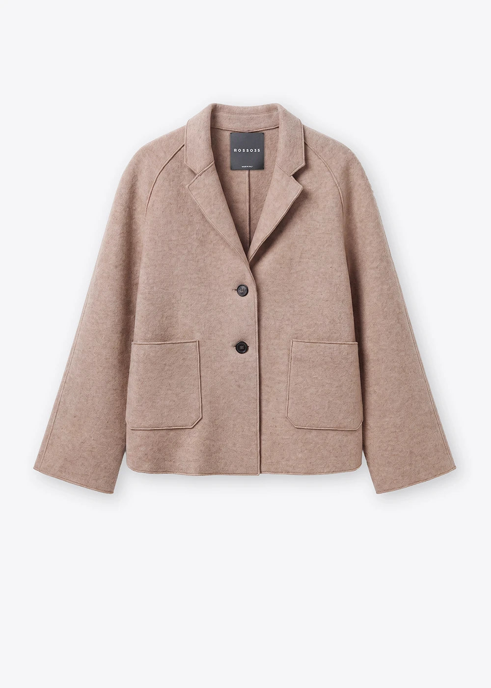 Rosso 35 Beige Boiled-Wool Jacket with Raglan Sleeves