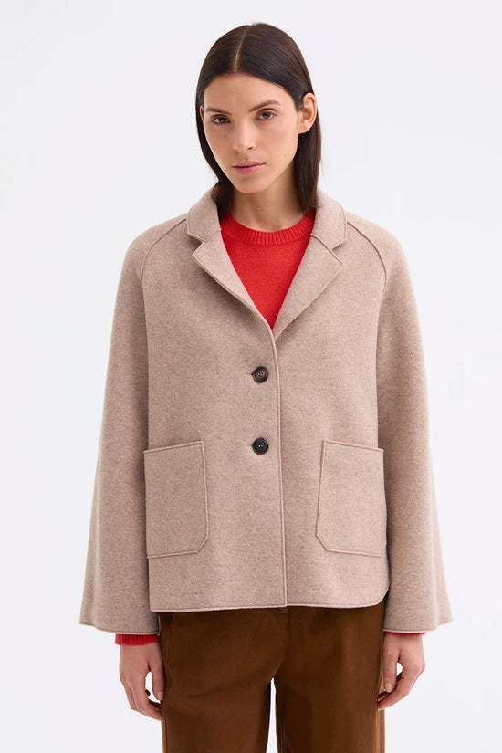 Rosso 35 Beige Boiled-Wool Jacket with Raglan Sleeves