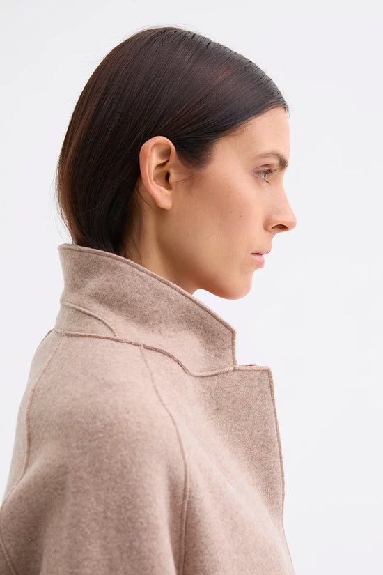 Rosso 35 Beige Boiled-Wool Jacket with Raglan Sleeves