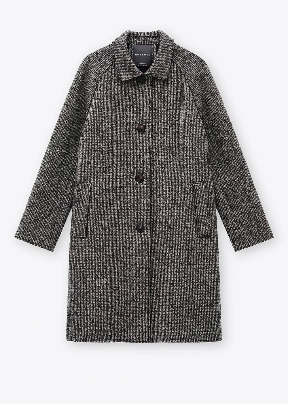 Rosso 35 Brown Felted Wool Coat with Raglan Sleeve 