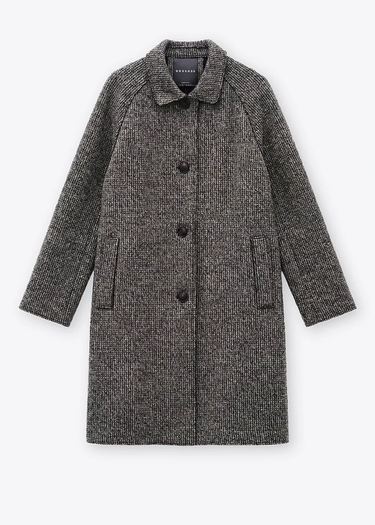 Rosso 35 Brown Felted Wool Coat with Raglan Sleeve 
