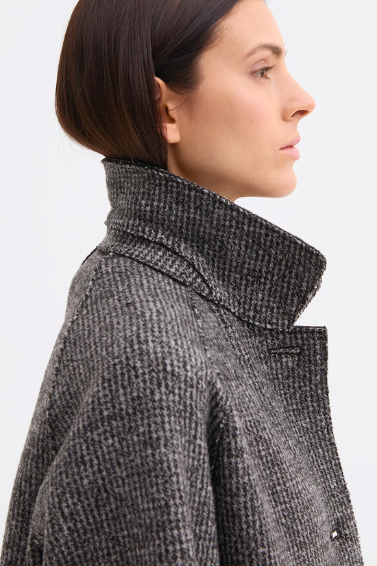 Rosso 35 Brown Felted Wool Coat with Raglan Sleeve 