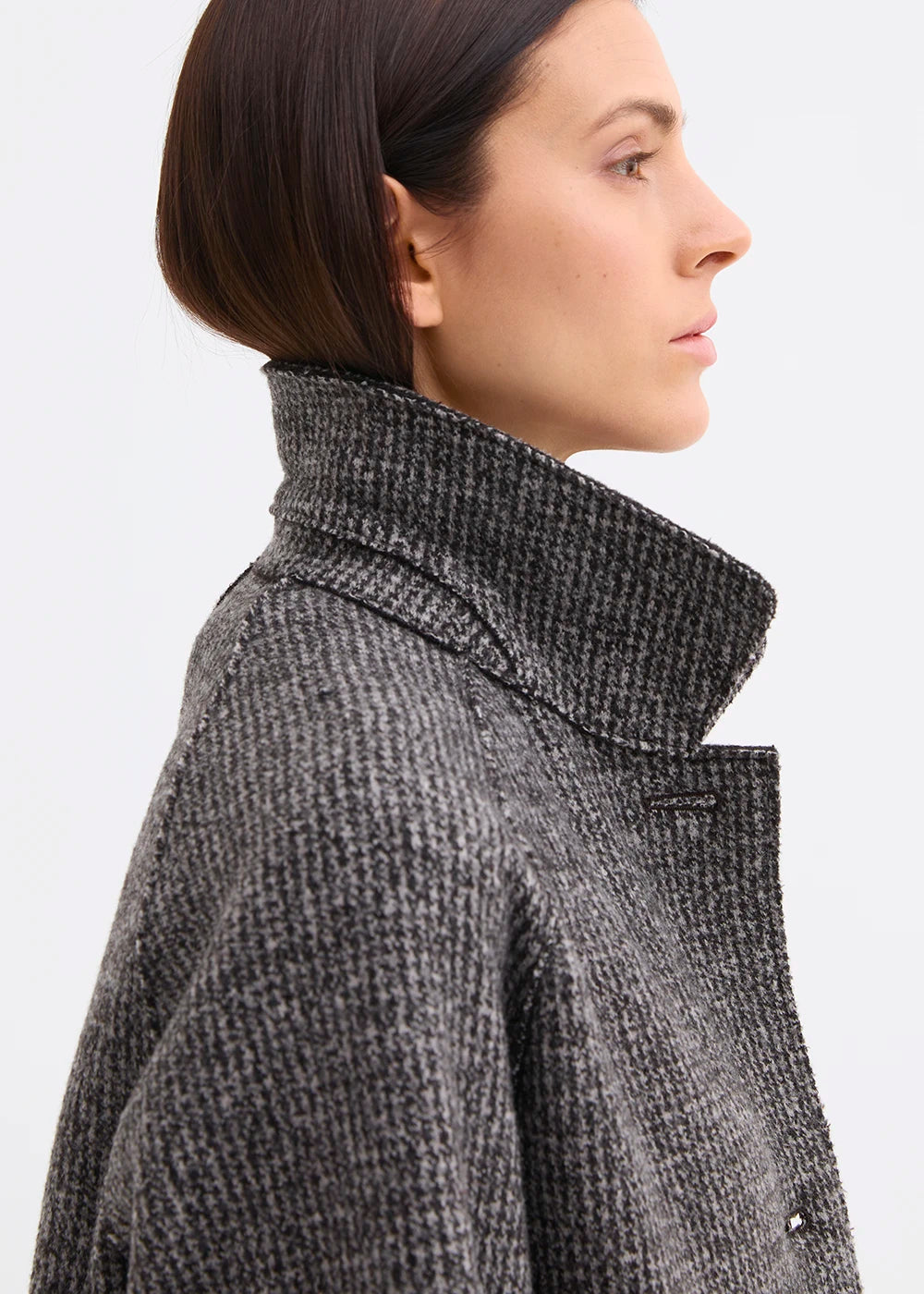 Rosso 35 Brown Felted Wool Coat with Raglan Sleeve 