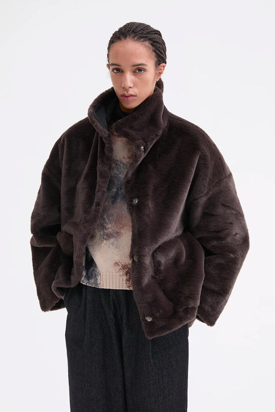 Rosso 35 Black Reversible Jacket with Faux Fur