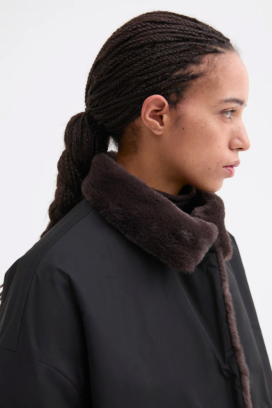 Rosso 35 Black Reversible Jacket with Faux Fur