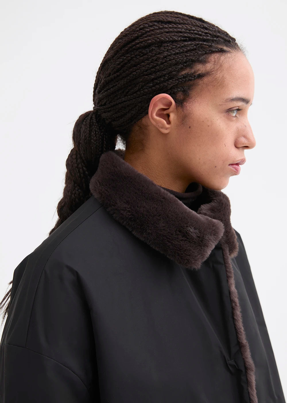 Rosso 35 Black Reversible Jacket with Faux Fur