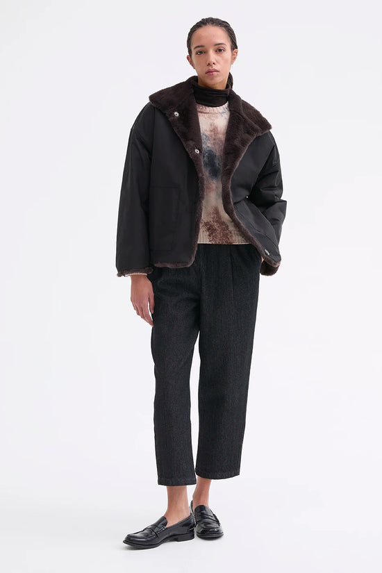 Rosso 35 Black Reversible Jacket with Faux Fur