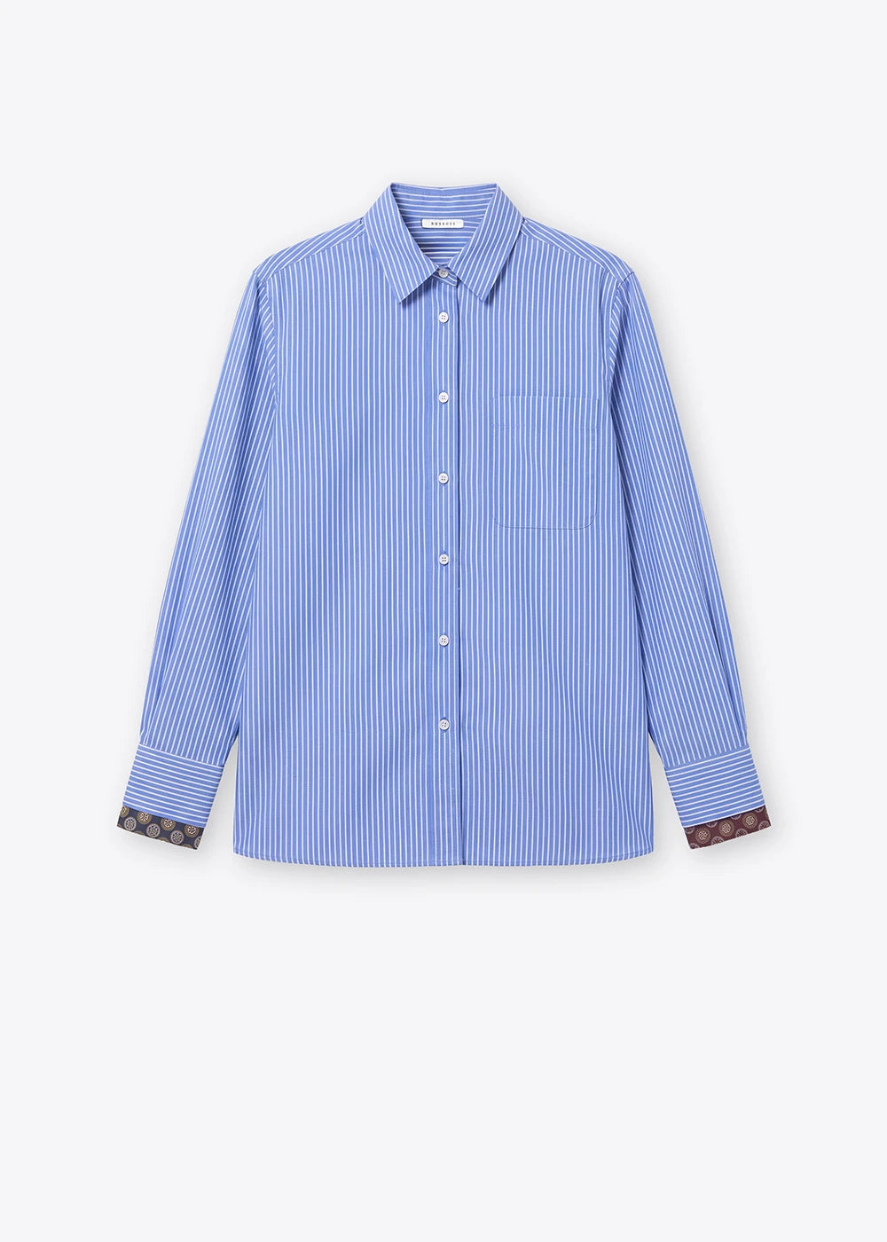 Rosso 35 Blue Long-Sleeve Poplin Shirt with Silk Detailing