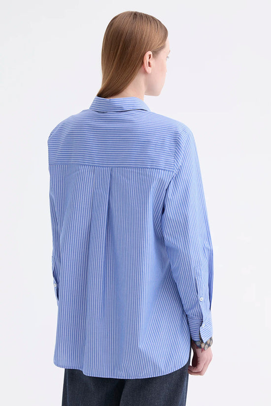 Rosso 35 Blue Long-Sleeve Poplin Shirt with Silk Detailing