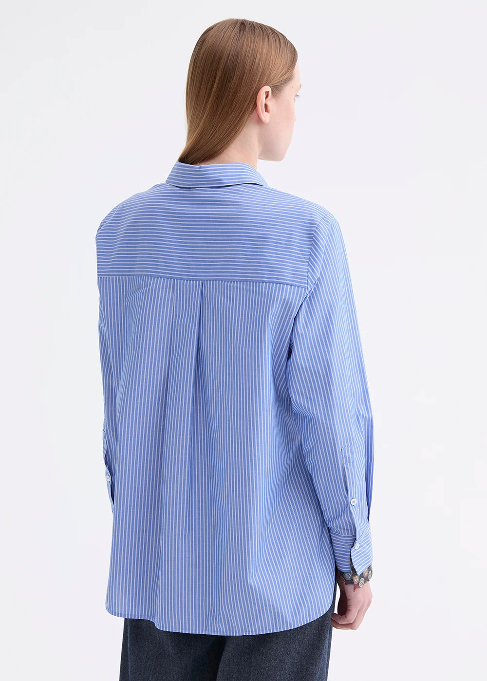 Rosso 35 Blue Long-Sleeve Poplin Shirt with Silk Detailing