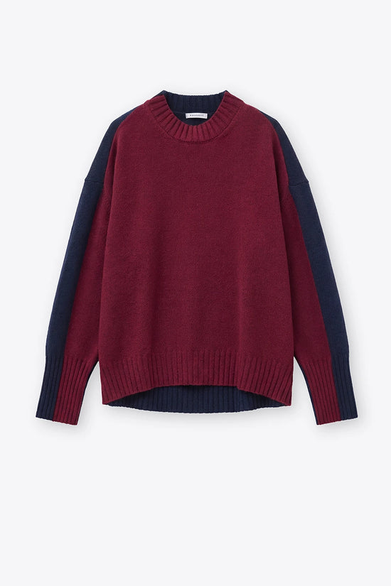 Rosso 35 Burgundy Two-Tone Sweater in Wool-Cashmere Blend