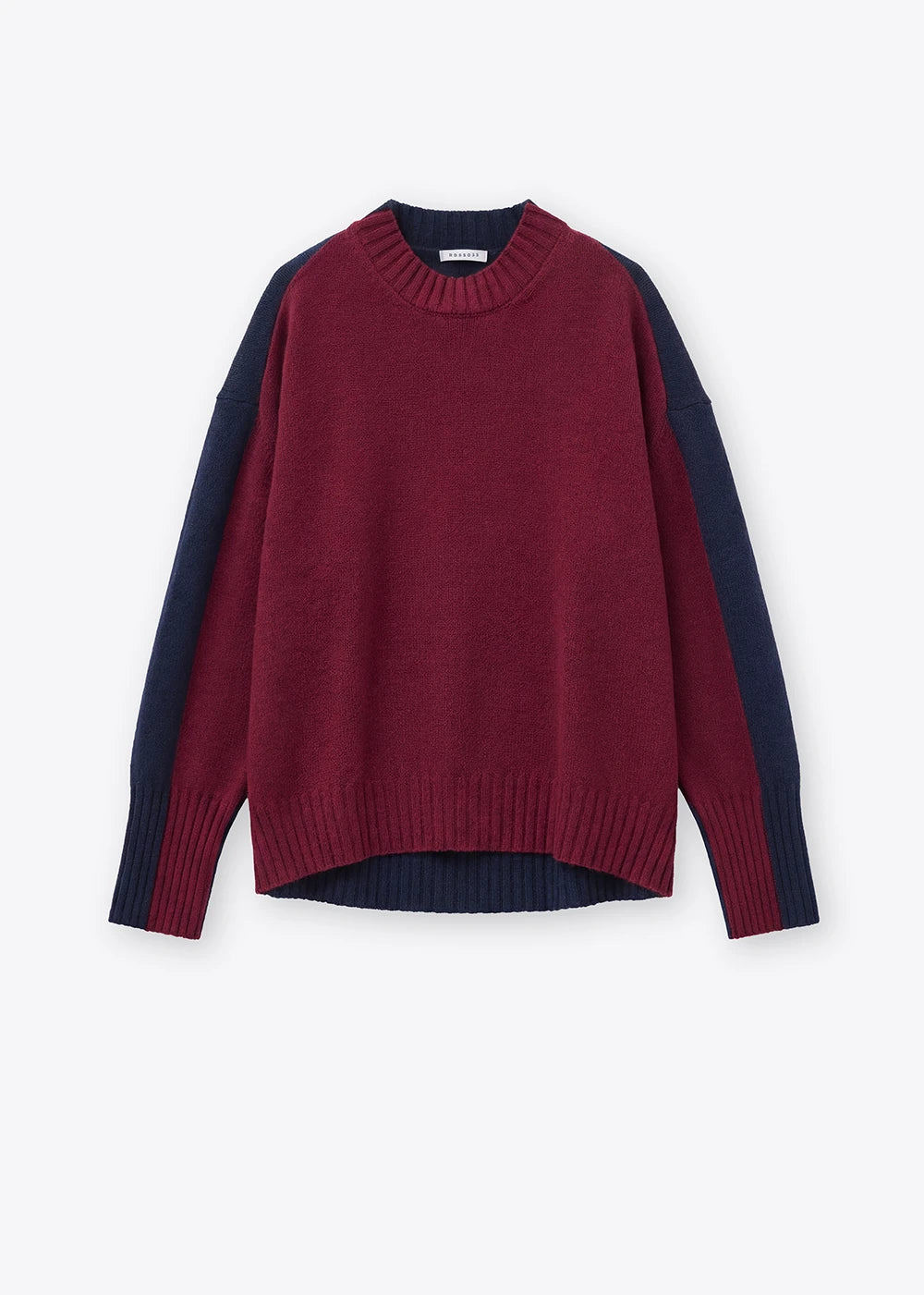 Rosso 35 Burgundy Two-Tone Sweater in Wool-Cashmere Blend