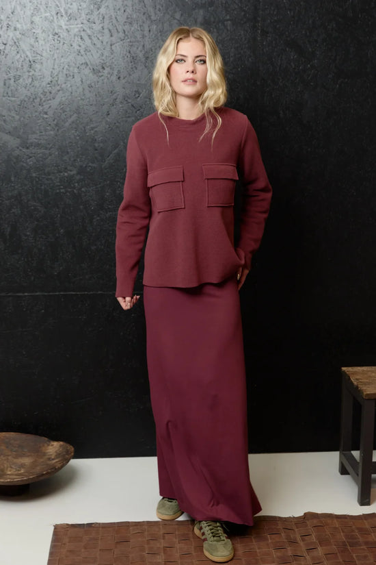 Henriette Steffensen Bordeaux Long Jersey Skirt