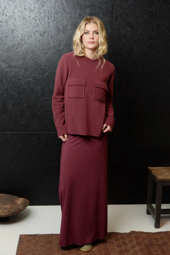 Henriette Steffensen Bordeaux Long Jersey Skirt
