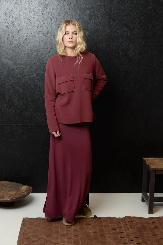 Henriette Steffensen Bordeaux Long Jersey Skirt