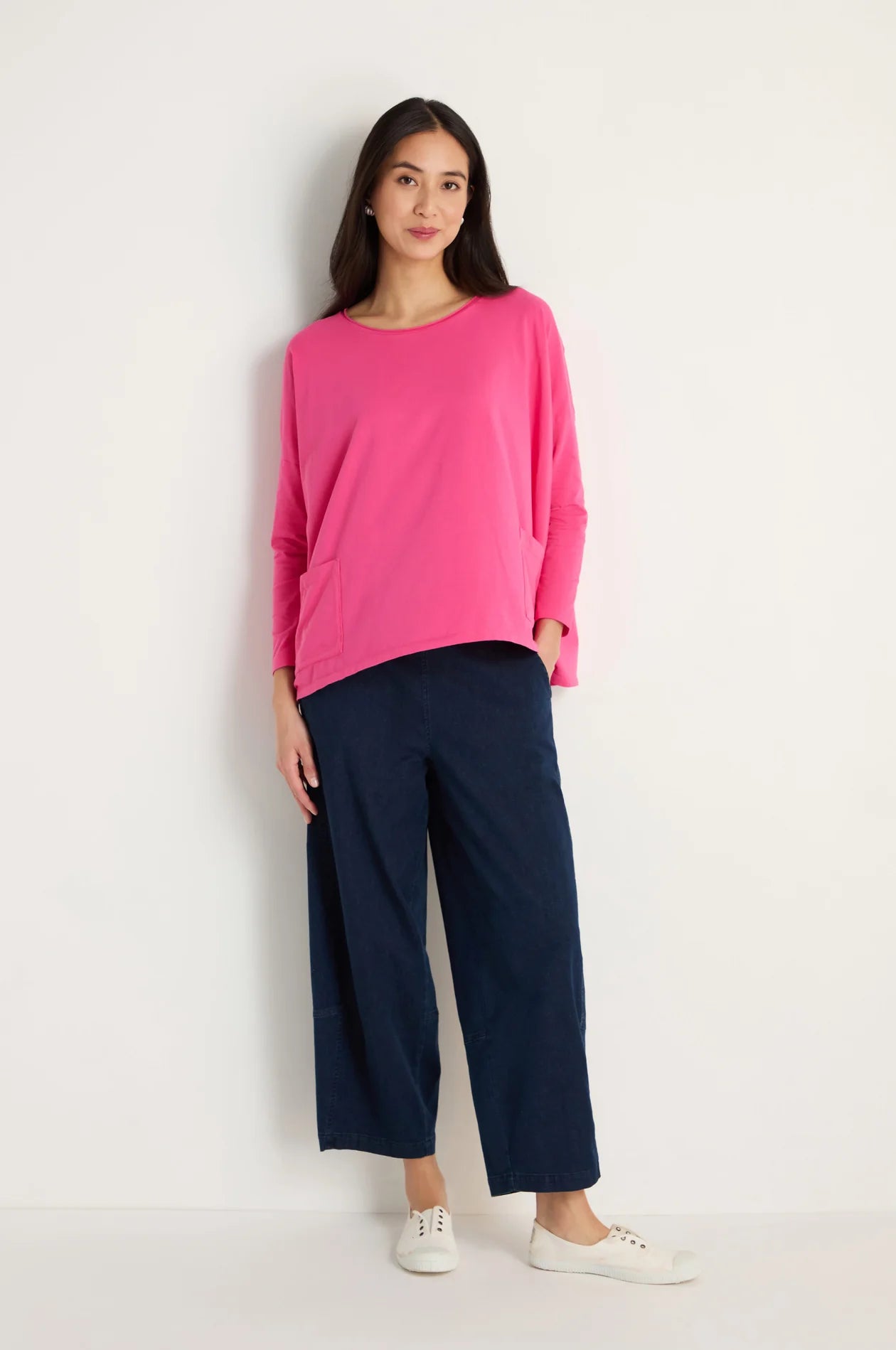 Sahara Raspberry Cotton Jersey Boxy Pocket Top
