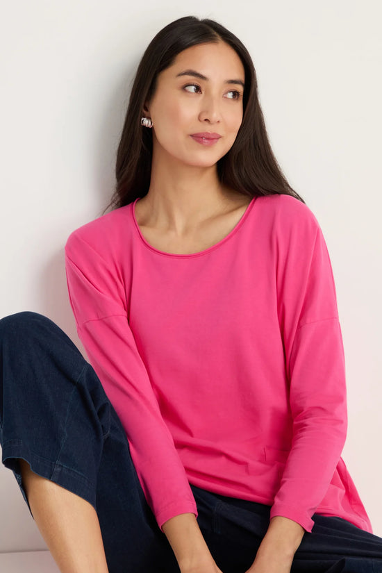 Sahara Raspberry Cotton Jersey Boxy Pocket Top