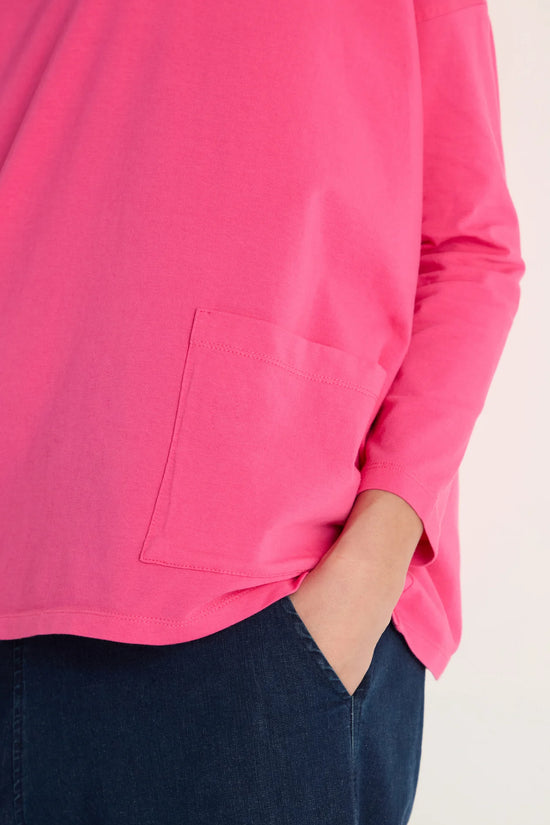 Sahara Raspberry Cotton Jersey Boxy Pocket Top