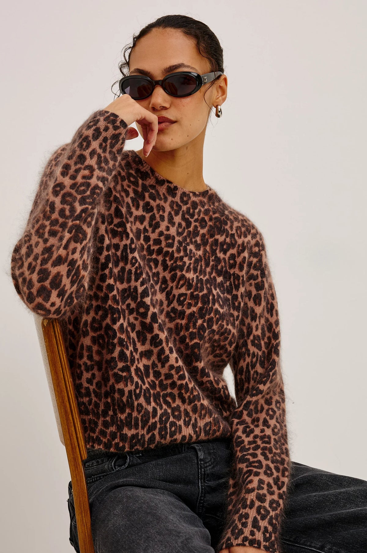 Rails Brown Animal Print brushed Wool-Blend Sweater