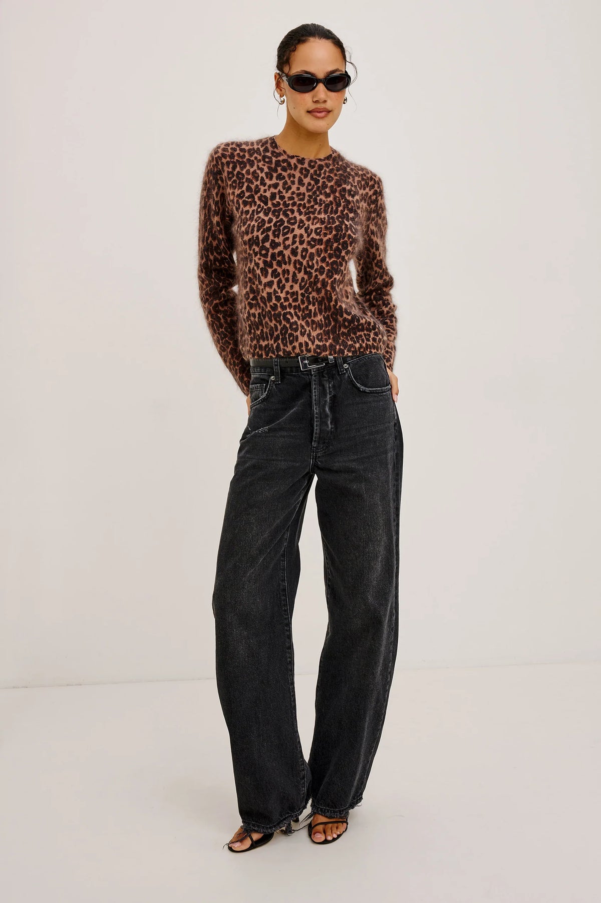 Rails Brown Animal Print brushed Wool-Blend Sweater