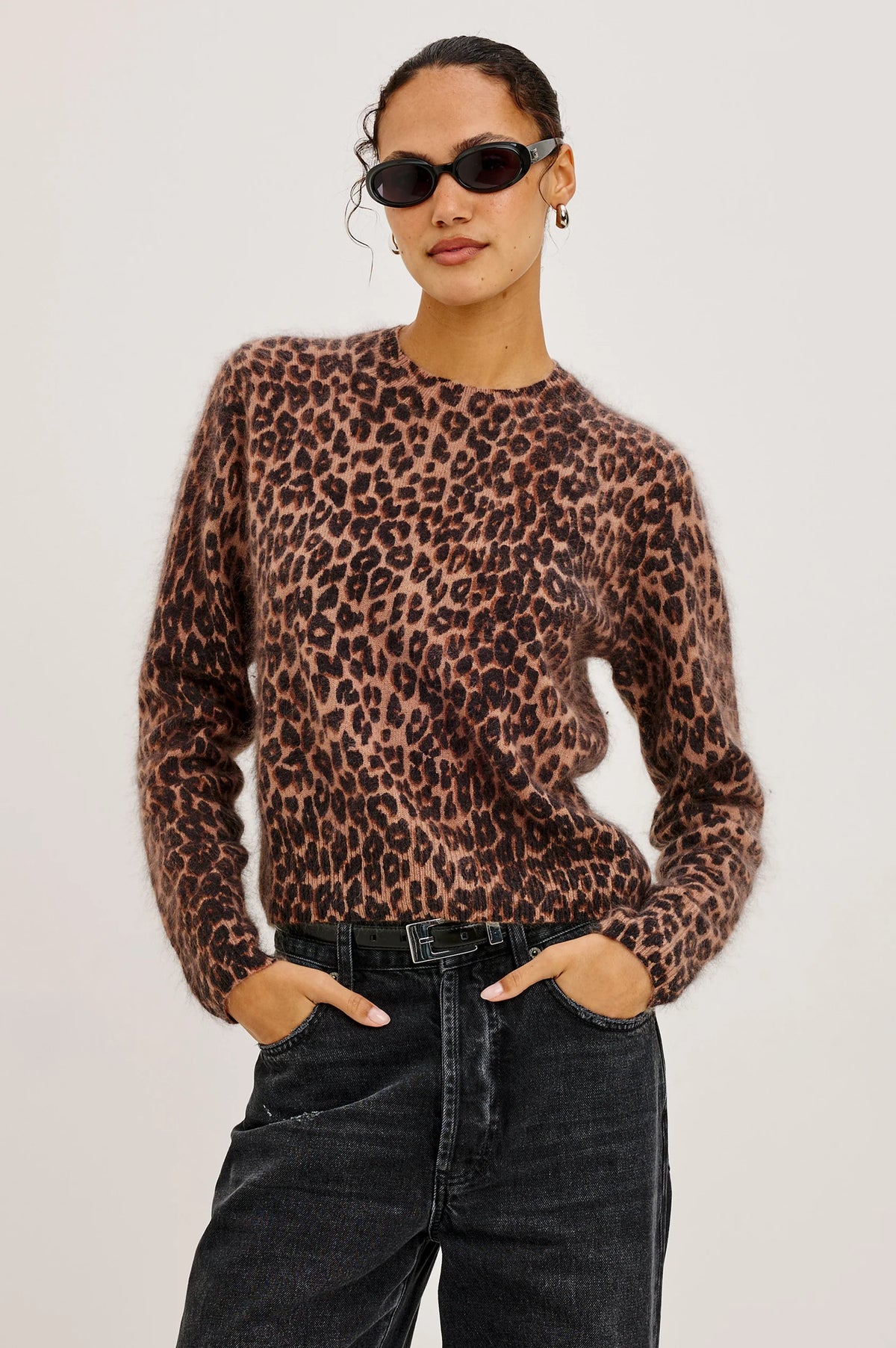 Rails Brown Animal Print brushed Wool-Blend Sweater