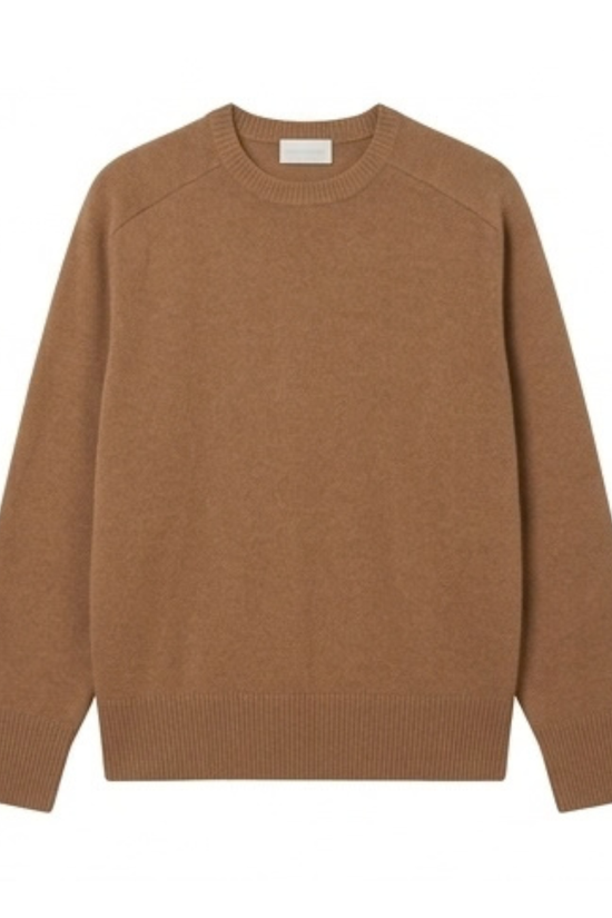 Solocascmir Cocoa Cashmere Sweater – Crew Neck Long Sleeve Ribbed Knit
