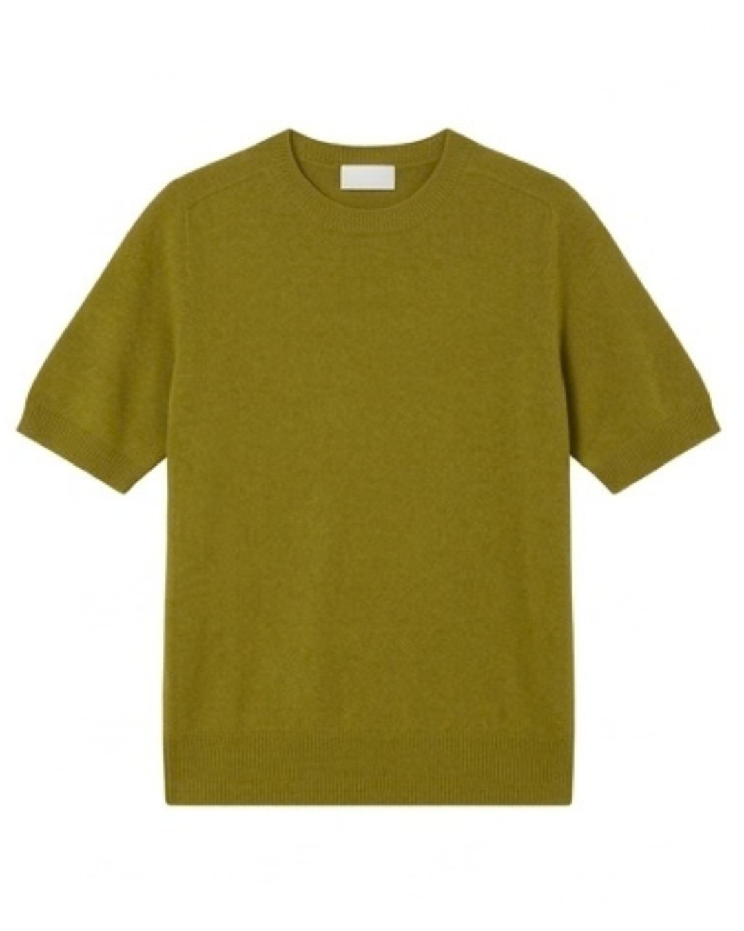 Solocascmir Olive Cashmere Sweater – Fine Knit Crew Neck Short Sleeve