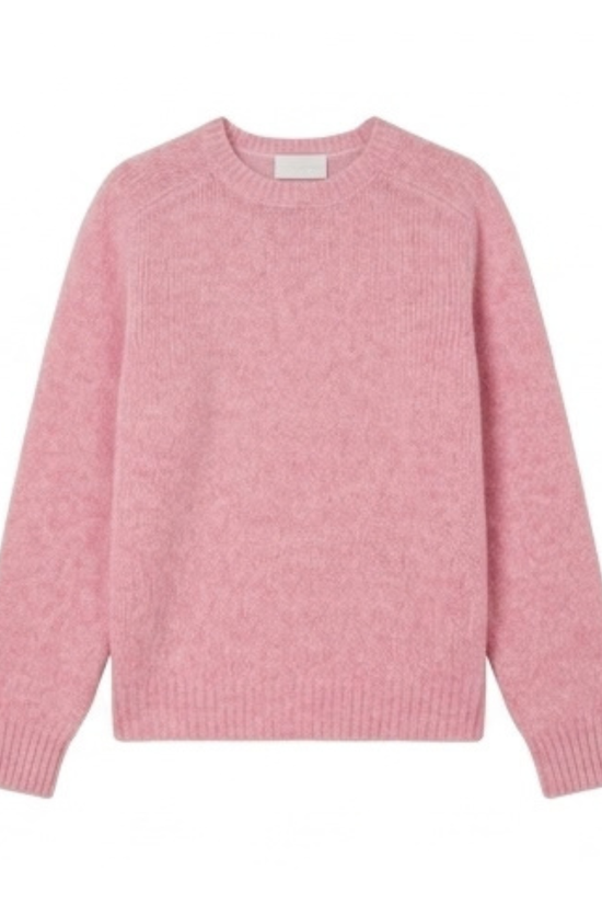 Solocascmir Pink Cashmere Sweater – Soft Crew Neck Long Sleeve Knit