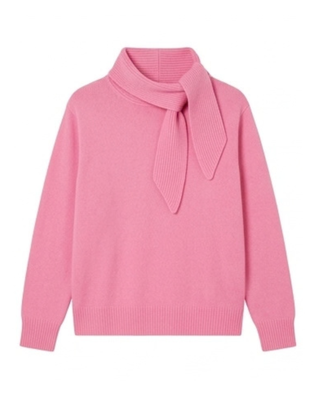 Solocascmir Rose Cashmere High Neck Sweater – Fine Knit Tie Detail