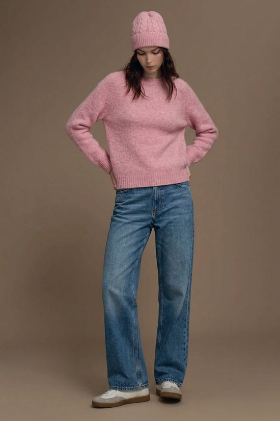 Solocascmir Pink Cashmere Sweater – Soft Crew Neck Long Sleeve Knit