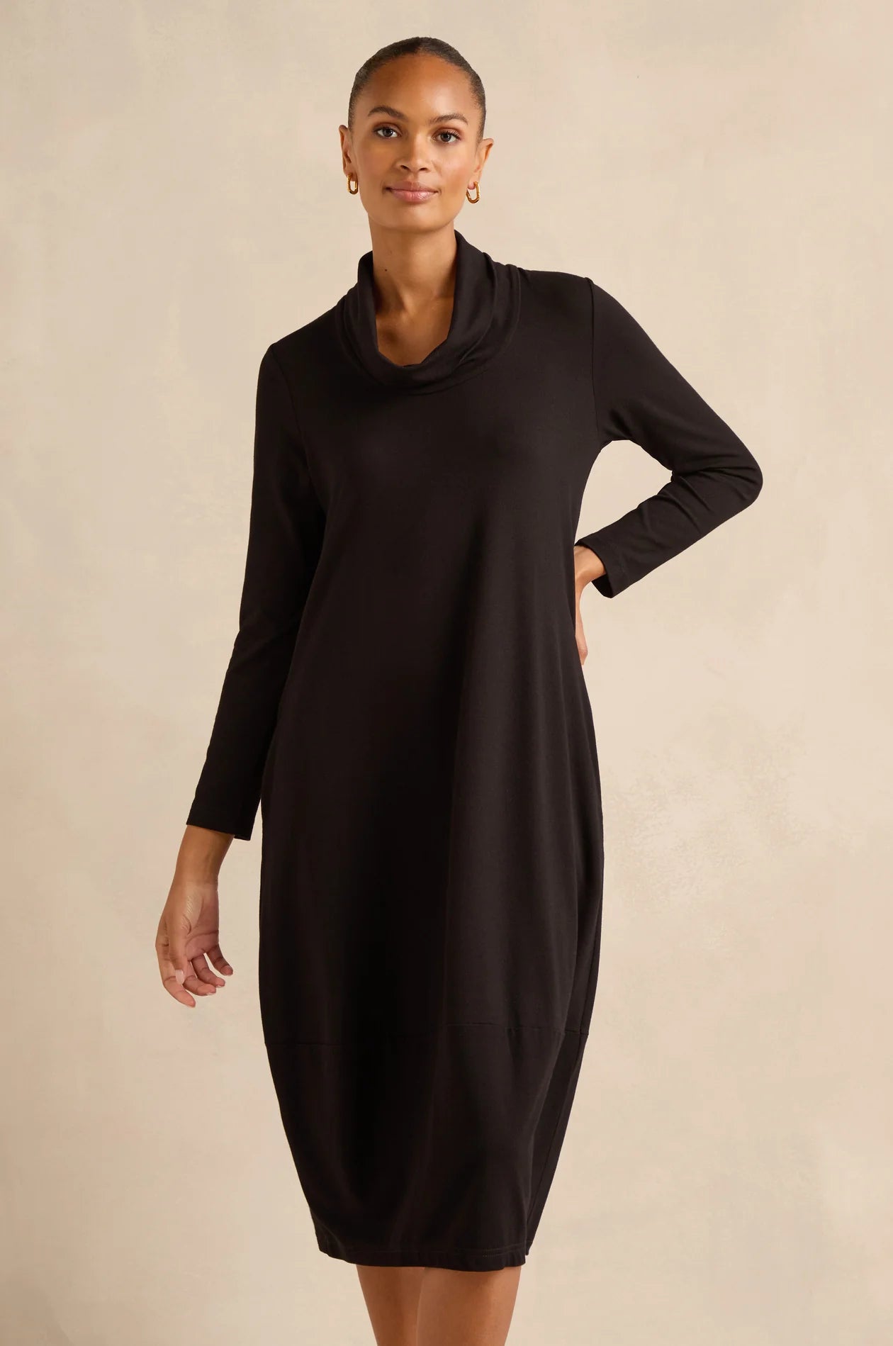 Sahara Black Fluid Crepe Bubble Dress