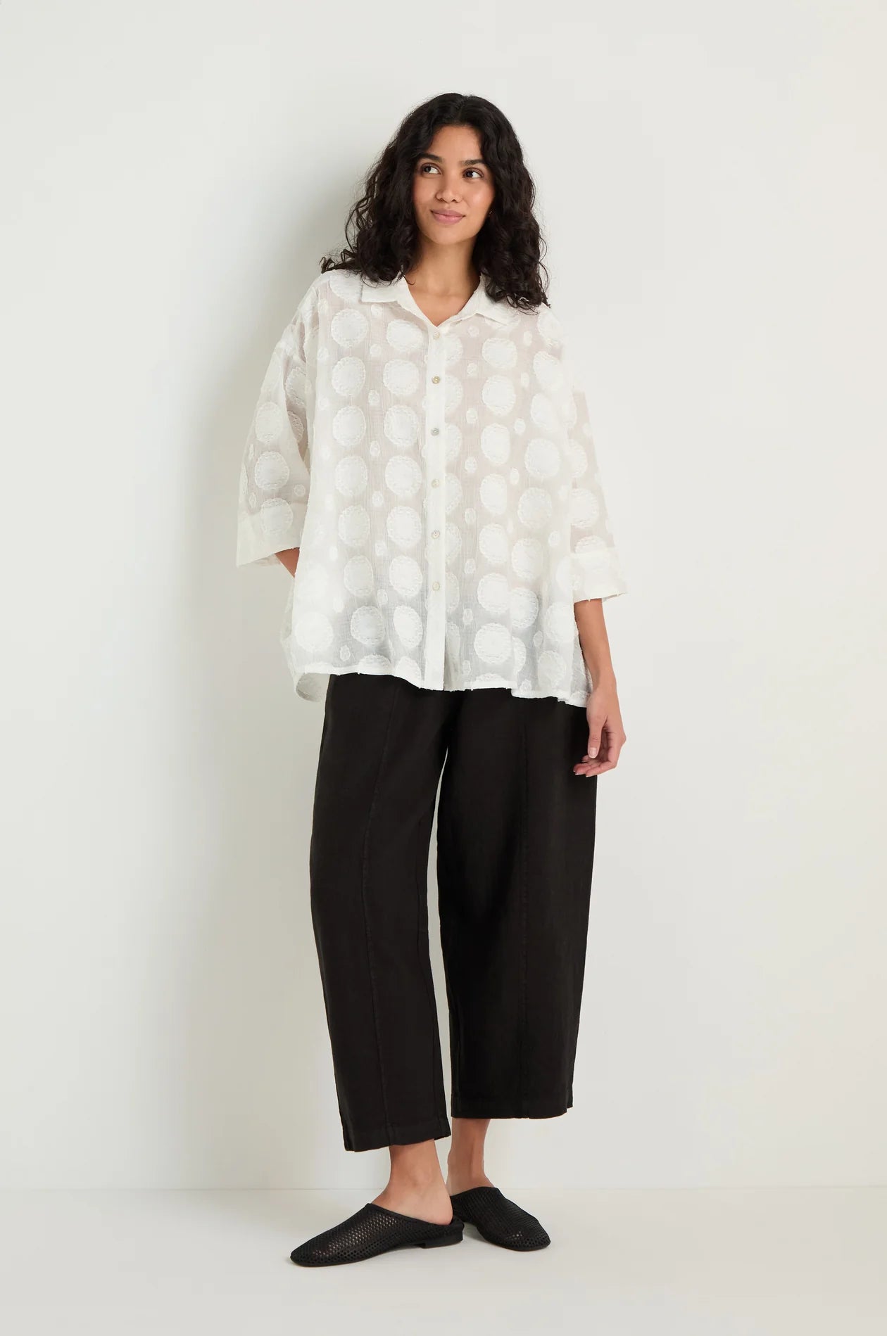 Sahara White Jacquard Circles Shirt